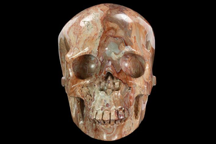 Realistic, Polished Red Picture Jasper Skull #127607